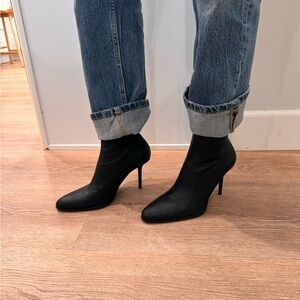 Zara Sleek Black Heeled Booties Size 9